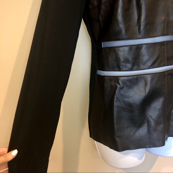 Bailey 44 Mesh Insert Leather Long Sleeve Top, NWT - Picture 3 of 6